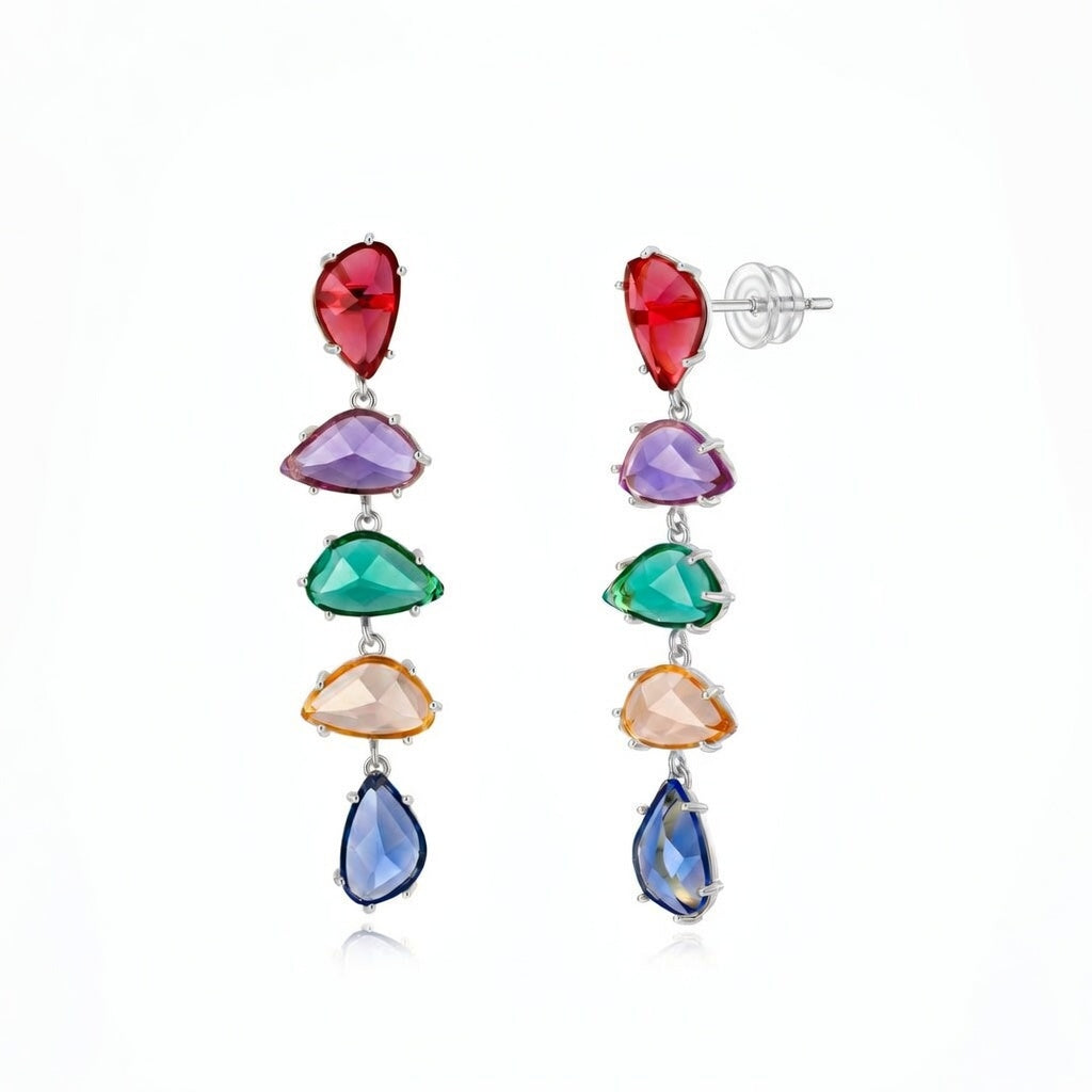 Pendientes multicolor con piedras preciosas