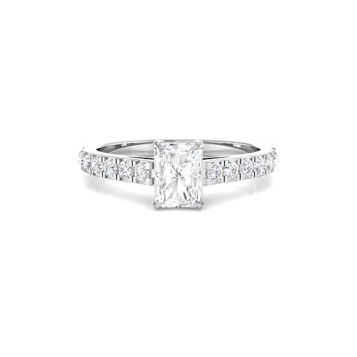 Solitario pavé con diamante central talla Esmeralda LGD