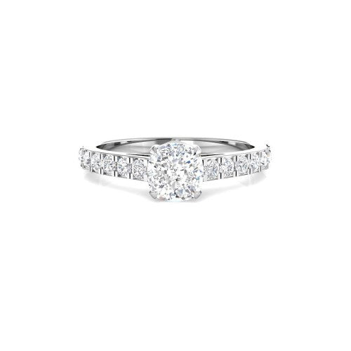 Solitario pavé con diamante central talla Cojín LGD
