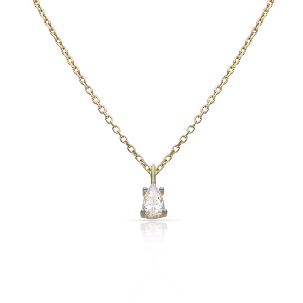 Colgante lágrima oro 18k y circonitas