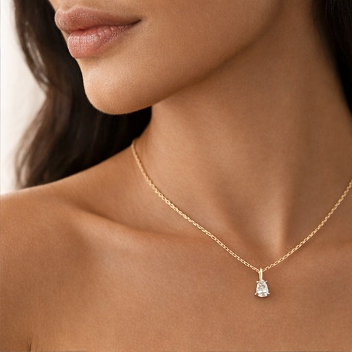 Colgante lágrima oro 18k y circonitas