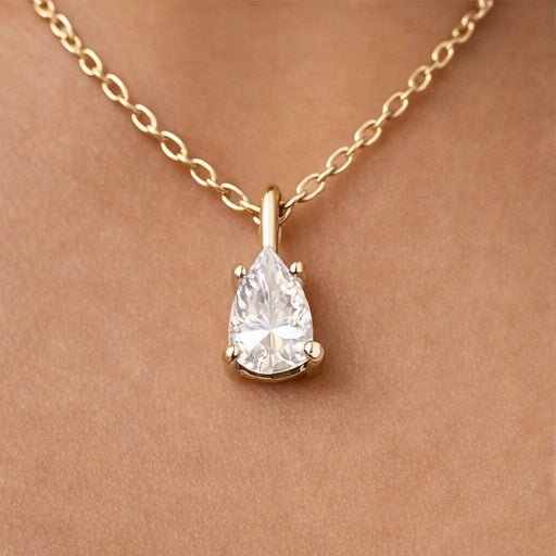 Colgante lágrima oro 18k y circonitas