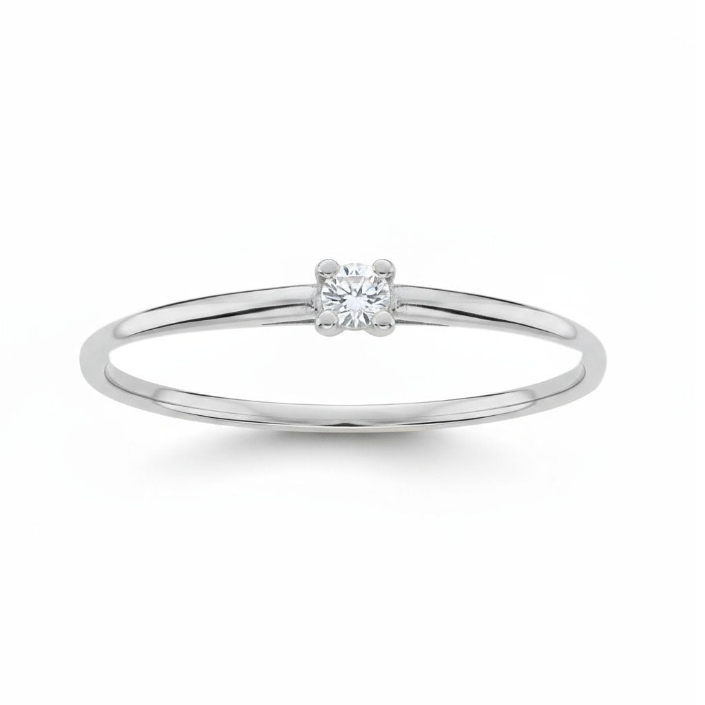 Solitario oro blanco 18k con diamante