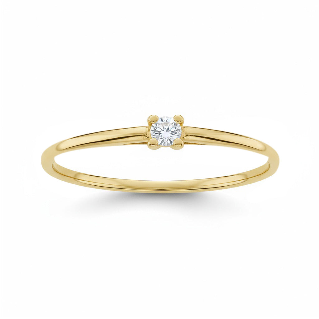 Solitario oro amarillo 18k con circonita