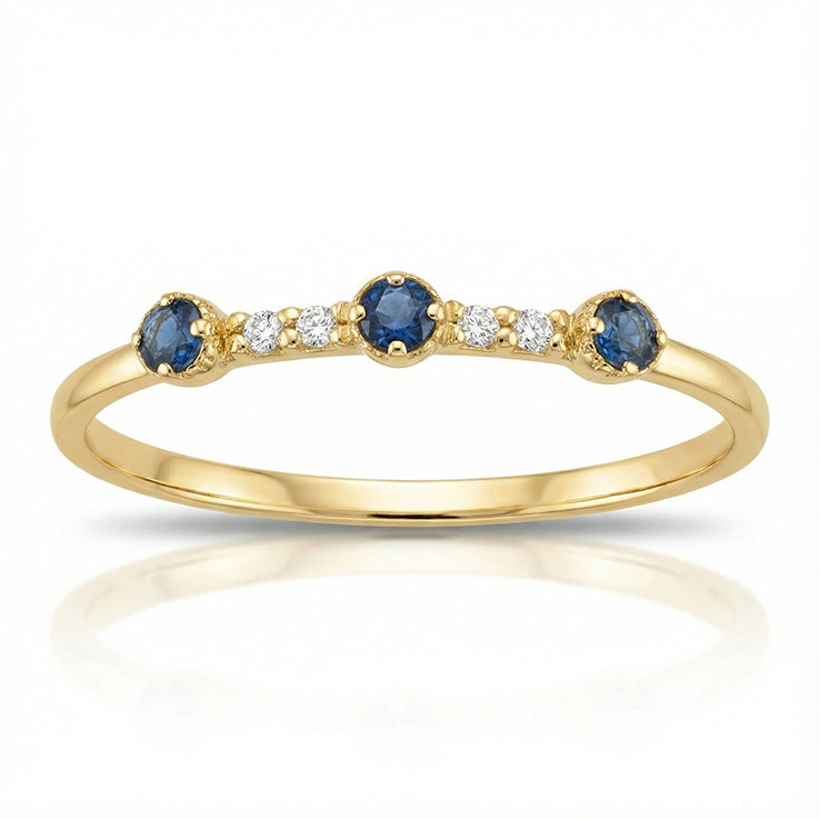 Sortija oro 18k 3 zafiros y circonitas