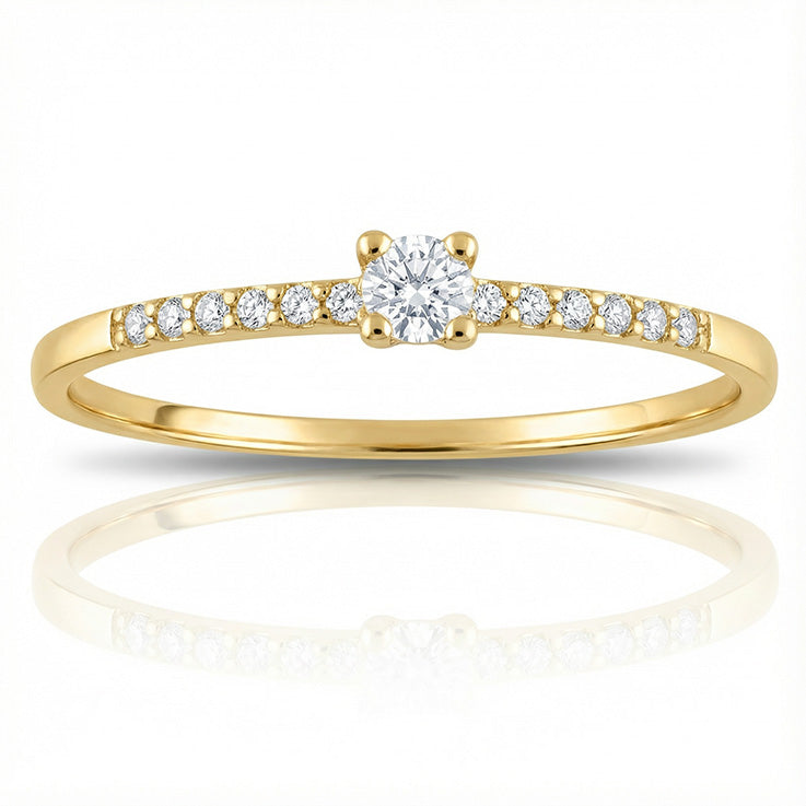 Solitario pavé oro 18k