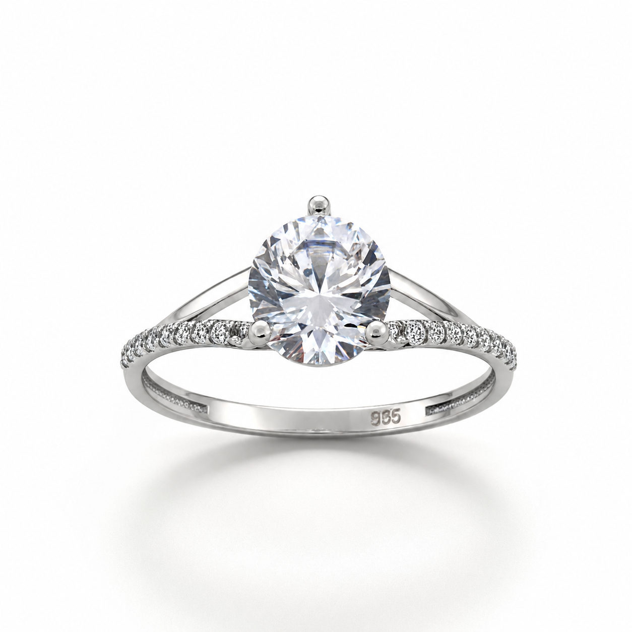 Solitario oro blanco 18k con circonita