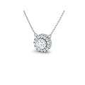 Collar de 45 cm con diamante talla brillante y halo de 15 diamantes LGD
