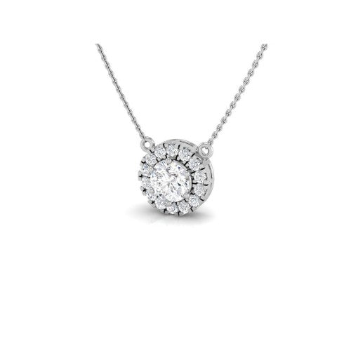 Collar de 45 cm con diamante talla brillante y halo de 15 diamantes LGD