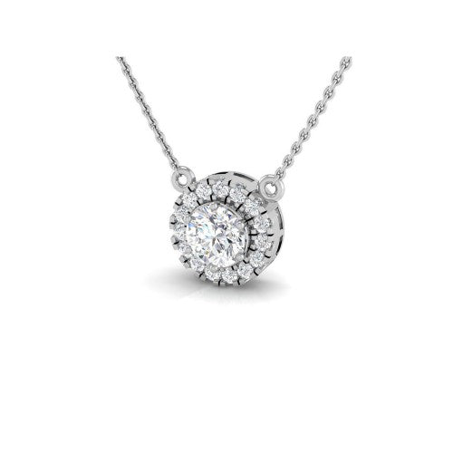 Collar de 45 cm con diamante talla brillante y halo de 17 diamantes LGD