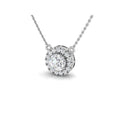 Collar de 45 cm con diamante talla brillante y halo de 17 diamantes LGD