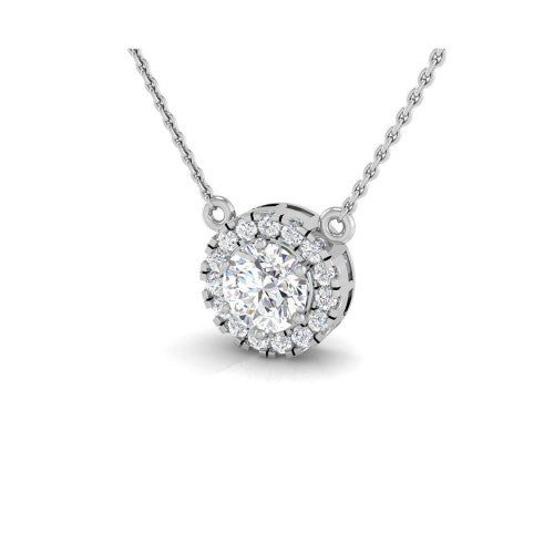 Collar de 45 cm con diamante talla brillante y halo de 14 diamantes LGD